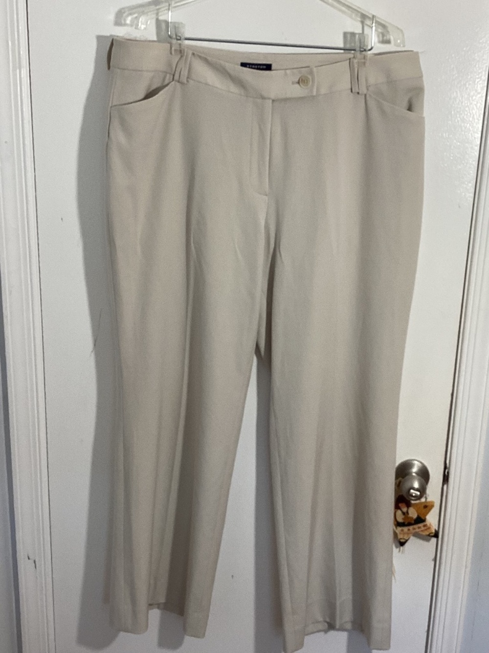 JONES NEW YORK SIGNATURE WOMAN 18W STONE BEIGE DRESS STRAIGHT LEG PANTS CARRIER